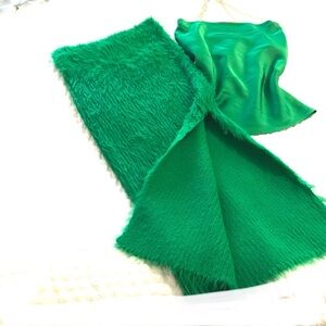 furry green stretchy midi